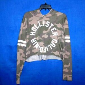 Hollister Camo Cropped Hoodie Large